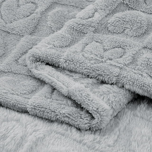 CREVENT Plush Soft Baby Blanket Receiving Blankets Heart Checkered for Girls Boys, for Infant Toddler Crib Stroller,30''×40'',Light Grey