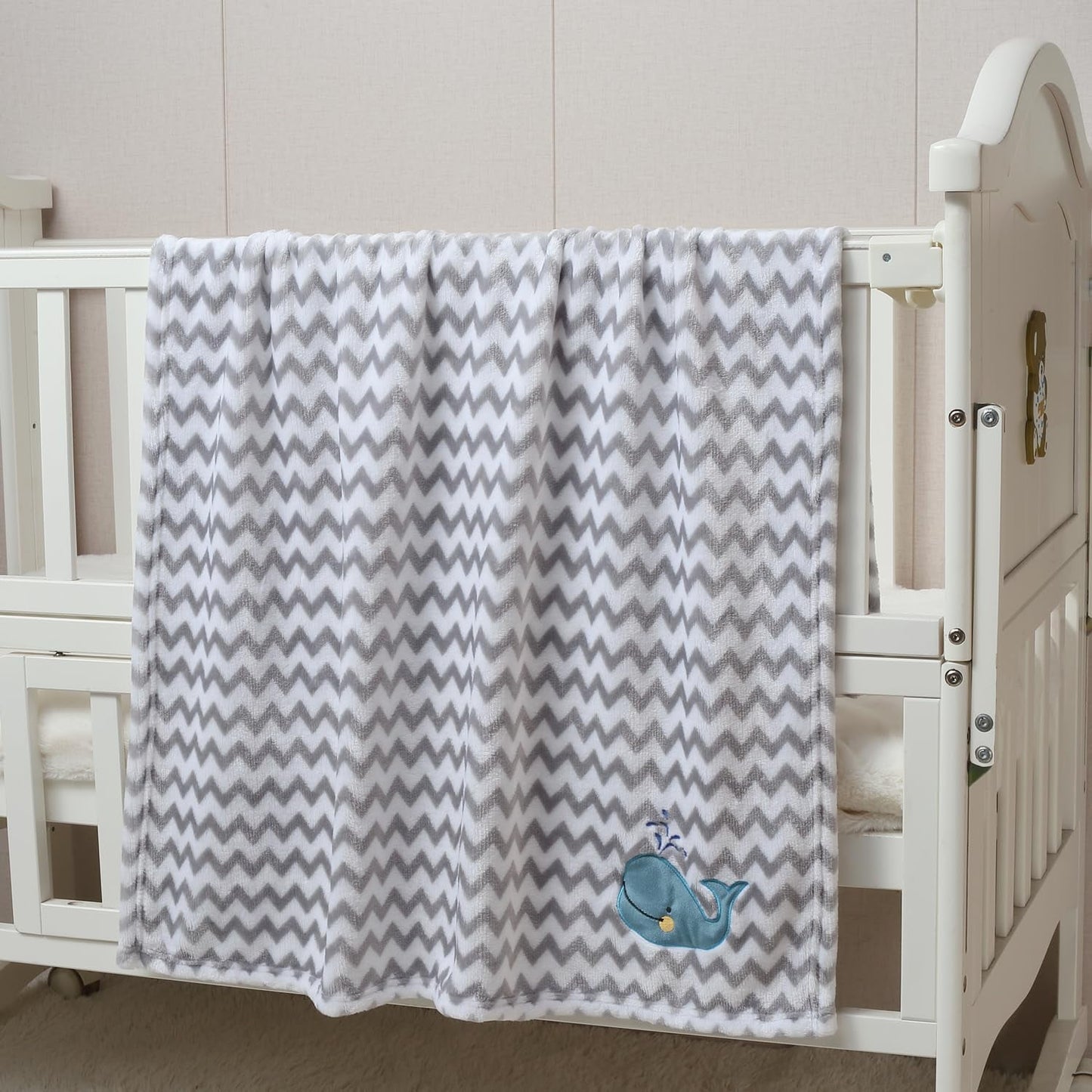 CREVENT 30''X40'' Cute Cozy Fluffy Warm Baby Blanket for Girls Boys Infants Toddlers' Bedding Crib Cot Stroller, Baby Shower Birthday Newborn's Gift - Whale