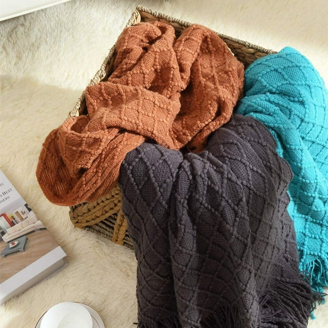 CREVENT Home Decor Rustic Couch Sofa Chair Bed Throw Blanket, Soft Warm Light Weight in Spring Summer (50''X60'' Brown)