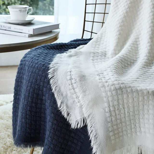 CREVENT Farmhouse Waffle Knit Throw Blanket for Couch Sofa Chair Bed Home Decoration, Soft Warm Cozy Light Weight for Spring Summer Fall (50''X60'' Navy Blue) 4.4 stars out of 78 reviews (4.4)| 78 ratings