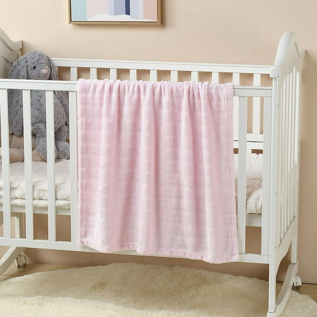 CREVENT 30''X40'' Soft Cozy Warm Nursery Baby Blankets for Boys Girls Solid Color - All Season Use - Newborn Essentials,Unisex(Baby Pink)