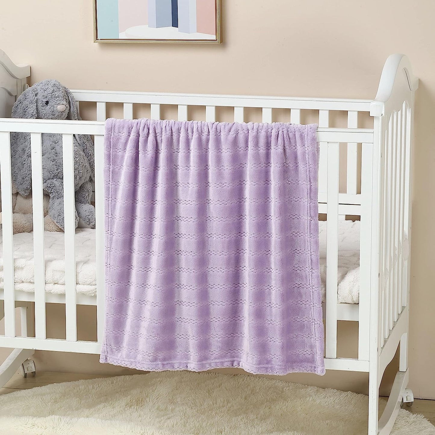 CREVENT 30''X40'' Soft Cozy Warm Baby Blankets for Boys Girls Solid Color - All Season Use - Newborn Essentials (Lavender)