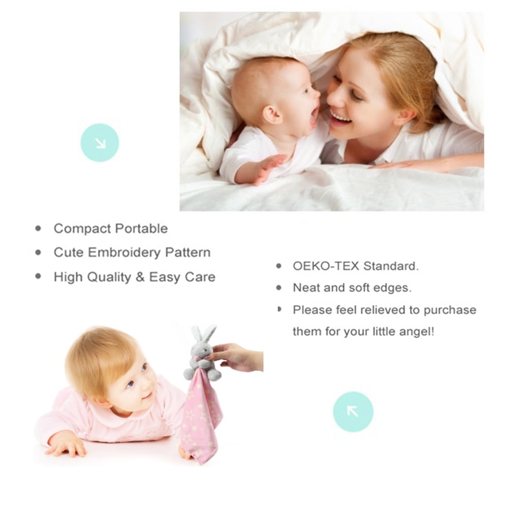 CREVENT Cozy Plush Baby Security Blanket Loveys for Baby Girls with Animal Face, Baby Shower/Birthday Gifts for Newborns Infant Toddler (Hugging Bunny)