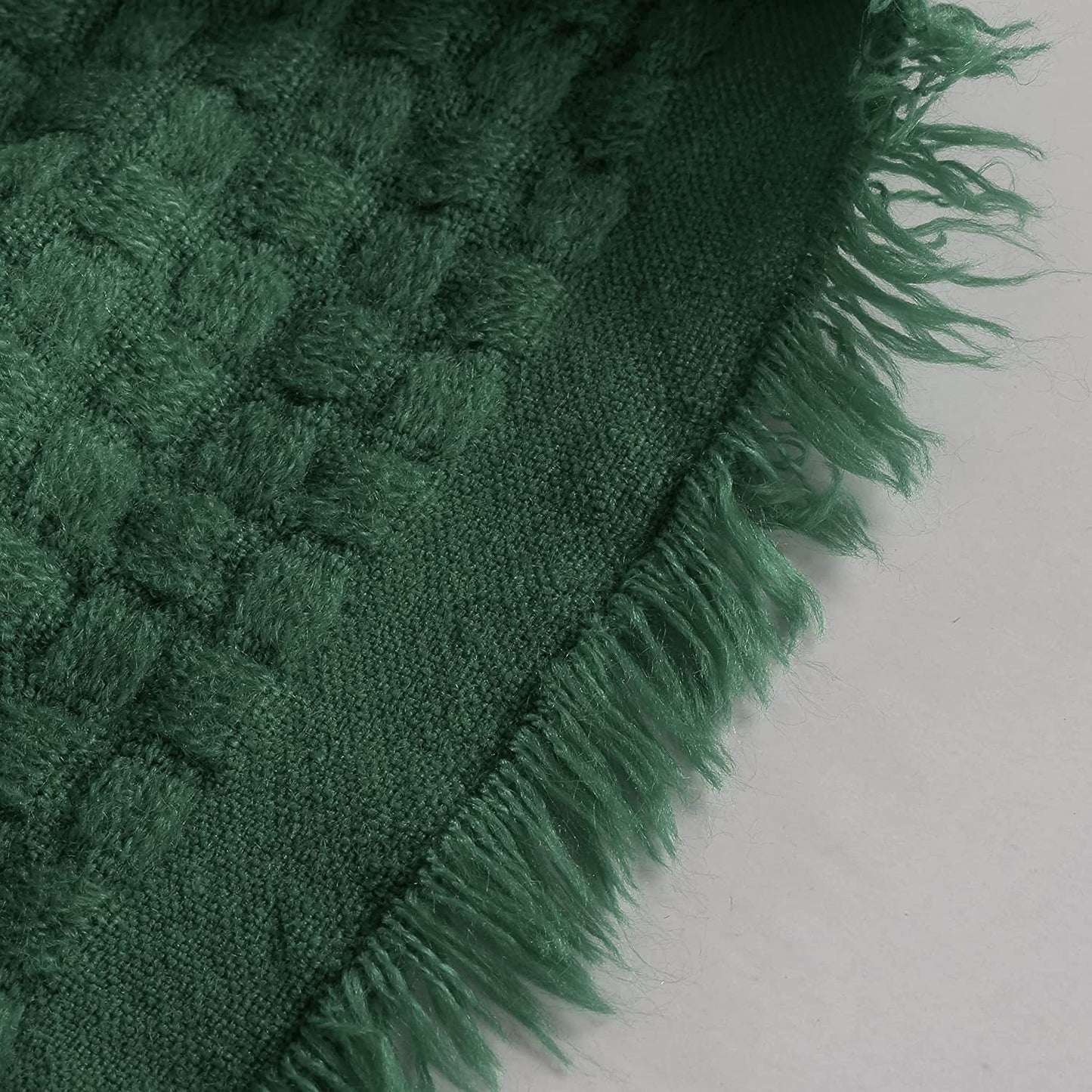 CREVENT Farmhouse Boho Knitted Throw Blanket for Couch Sofa Chair Bed Home Decoration, Soft Warm Cozy Light Weight for Spring Summer Fall (50''X60'' Christmas Green)