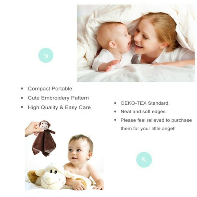 CREVENT Cozy Plush Baby Security Blanket Loveys for Baby Boys with Animal Face, Baby Shower/Birthday Gifts for Newborns Infant Toddler (Brown Monkey)