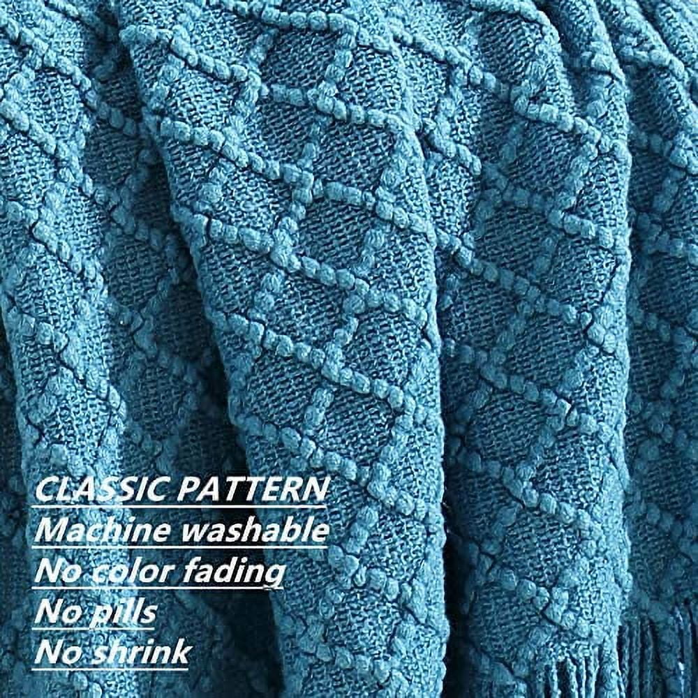 CREVENT Crochet Throw Blanket for Couch Sofa Chair Bed Decoration, Soft Warm Cozy Light Weight for Spring Summer (50''X60'' Turquoise)