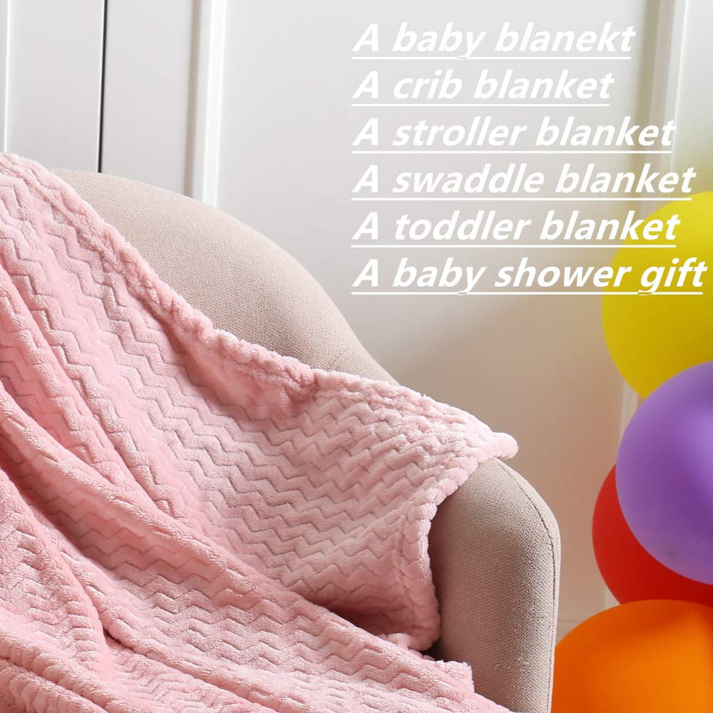 CREVENT 30''X40'' Cozy Fluffy Warm Fleece Infant Blanket for Girls & Boys Toddler Crib Cot Stroller - Pink