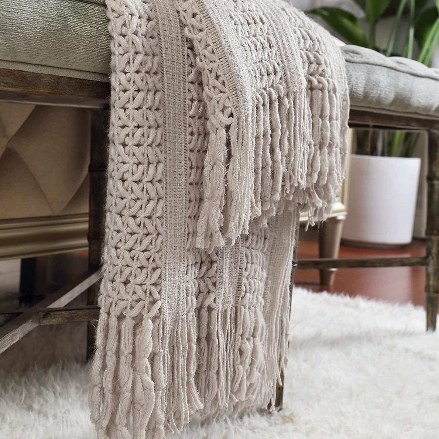 CREVENT Home Decor Couch Sofa Chair Bed Throw Blanket, Soft Warm Cozy Light Weight for Travelling, Giftable for Christmas(50''X60'' Taupe)