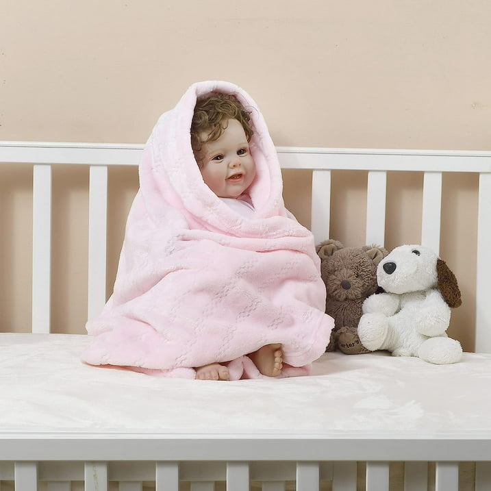 CREVENT 30''X40'' Soft Cozy Warm Nursery Baby Blankets for Boys Girls Solid Color - All Season Use - Newborn Essentials,Unisex(Baby Pink)