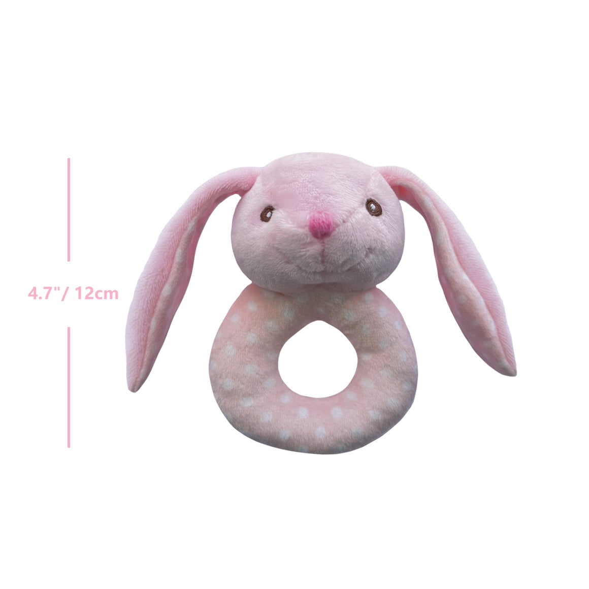 CREVENT Plush Ring Baby Security Blanket GIFT SET for Baby Boys and Girls, Baby shower Birthday Gift,Blanket with Ring Shaker Toy,Unisex,2Items,Bunny